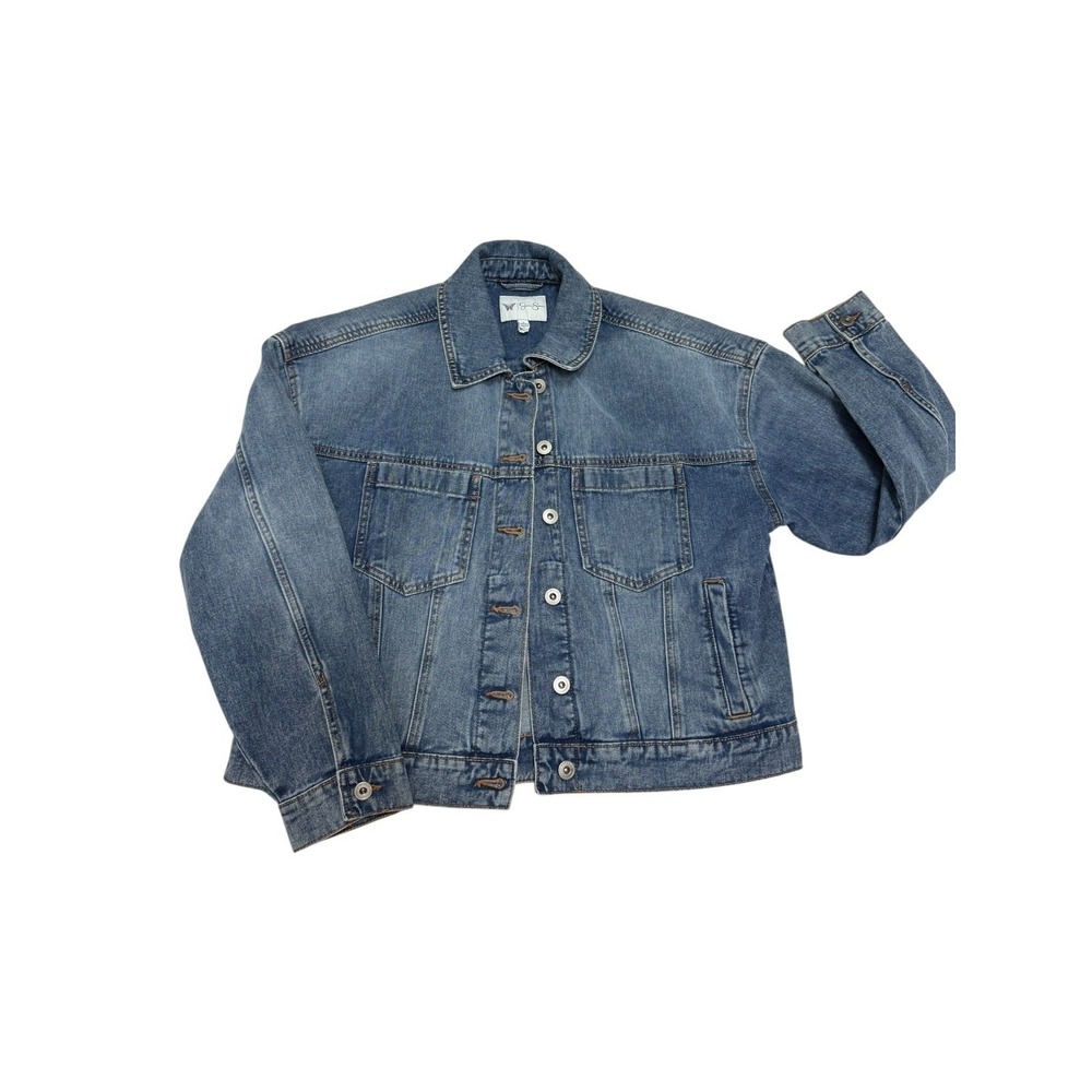 Jessica Simpson Womens Blue Denim Jacket Medium Wash Cotton Size Small - Picture 1 of 7